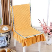 荷兰绒黄色 一个连体垫 餐椅套桌布椅坐垫子连体家用一体靠垫夏四季布艺防滑餐桌通用椅套