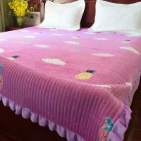 紫色菠萝 90*220cm[直边工艺] 水晶绒床单床盖毯床垫炕单榻榻米床罩加棉双面宿舍单人防滑床单