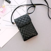 A0158黑色(皮带) 大屏软皮拉链菱格手机包女斜挎装放手机的小包包钥匙零钱包手机袋