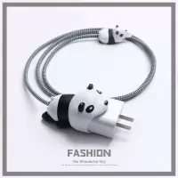 黑色熊猫+保护绳 苹果12数据线保护套13手机充电器11promax防折断耳机保护缠绕绳20