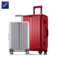 安居先森6820合金铝框PC拉杆箱行李箱 20寸红色