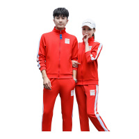 安居先森2016运动套装93%聚酯纤维 7%氨纶男女同款红色S-5XL