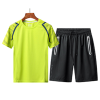 安居先森803跑步服足球服运动短款套装97%聚酯纤维3%氨纶绿色女款S-XL