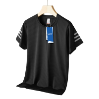 安居先森2119吸湿透气冰丝弹力速干圆领短袖T恤 女款M-3XL 黑色(件)
