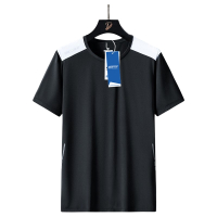 安居先森7929吸湿排汗时尚印花拼接速干圆领短袖T恤 L-8XL 黑色(件)
