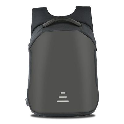 黑色 时尚简约双肩包男士防盗背包商务电脑旅行包外置USB充电学生书包