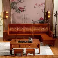 沙发客厅小户型家用新中式实木沙发组合带储物贵妃香樟木红木家具