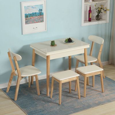 北欧简约实木可折叠餐桌伸缩餐桌椅组合家用小户型多功能饭桌子
