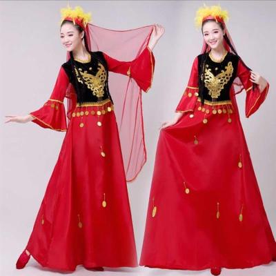 新款维吾尔族舞蹈服女2020年少数民族舞台装维吾尔族演出服大裙摆
