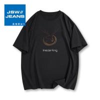 真维斯旗下JSW2022年夏季新款男短袖T恤欧货修身半袖圆领印花衣服