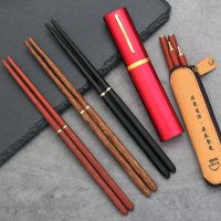 实木红檀木折叠筷便携式鸡翅木两节筷子户外旅行餐具单独装