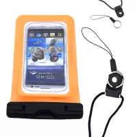 手机防水袋潜水套壳触屏苹果华为水下拍照游泳温泉防水手机套通用 橙色