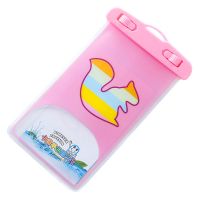 手机防水袋触屏大号透明通用手机袋游泳防水套户外漂流保护袋可爱 粉色松鼠