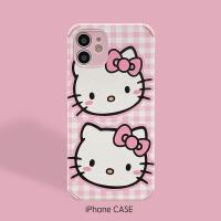 凯蒂猫苹果12手机壳皮纹iphone11pro/7plus软Xr/6s/i8女Xsmax/Se2 粉格凯蒂猫[小羊皮]