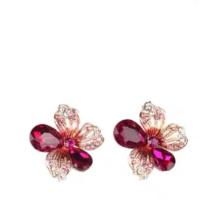 时尚水晶玫瑰花项链用于聚会婚庆,旅游演出百搭产品, 单耳环