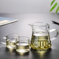 耐热玻璃公道杯月牙杯绿茶杯过滤泡茶杯泡茶壶分茶器功夫茶具配件 白把月牙公杯送2个把杯