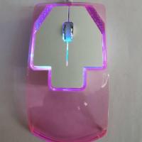 无线鼠标有线静音鼠标透明七彩呼吸灯男女生可爱台式笔记本通用 透明粉 有线静音