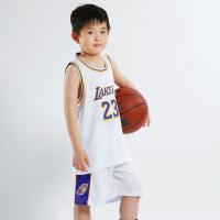 儿童篮球服套装球衣男女童小学生青少年潮透气湖人23号詹姆斯科比 白色 6码/3XS(身高90-100)