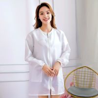 发型师美发店工作服发廊助理小工服理发店染发剪发防水宠物店工服 白色长袖款 M(约可穿90-130斤)