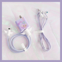紫色兔子五件套 华为数据线保护套Mate30pro/p40pro/nova7se/6/P30充电器缠绕绳手