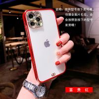 富贵红-镶钻镜头透明 苹果11pro(5.8寸) 奢华镶钻镜头iPhone12手机壳苹果11透明全包xr女7/8plus