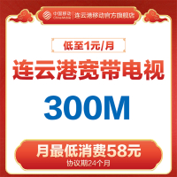 连云港移动300M宽带预约 1元/月 合约版