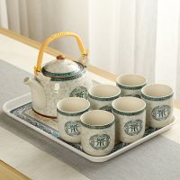 大号茶壶陶瓷青花提梁壶1000毫升容量家用整套功夫茶盘茶具套装茶具