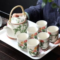 特价大号茶壶茶盘陶瓷青花瓷功夫提梁壶家用简约茶具套装茶具