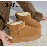 珂卡芙(KEKAFU)雪地靴女2023年新款冬季高帮保暖加绒加厚短筒休闲风面包棉鞋子