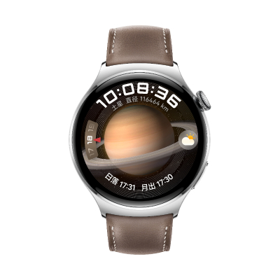 华为/HUAWEI WATCH 4 46mm 土星褐 不锈钢表壳 褐色真皮表带 智能运动蓝牙手表