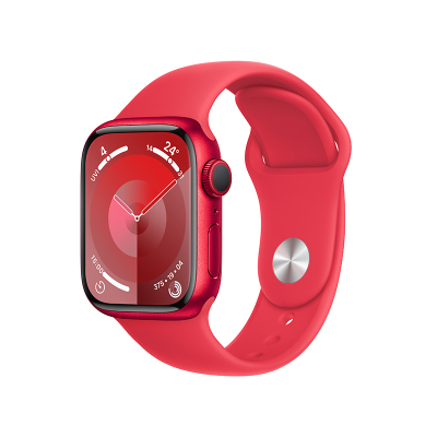 苹果手表S9 Apple Watch S9 GPS+蜂窝 45 毫米红色铝金属表壳 红色运动型表带 - M/L MRYH3CH/A