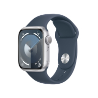 苹果手表 S9 Apple Watch S9 GPS+蜂窝 45 毫米银色铝金属表壳 风暴蓝色运动型表带 - M/L MRP93CH/A