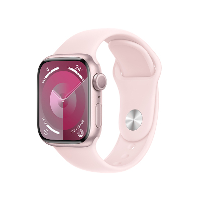 苹果手表S9Apple Watch S9 GPS+蜂窝 45 毫米粉色铝金属表壳 亮粉色运动型表带 - M/L MRPD3CH/A