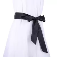 时尚丝巾编织腰带女宽配裙子休闲百搭牛仔裤装饰布腰带腰链配饰潮 不带圈-丝巾黑色