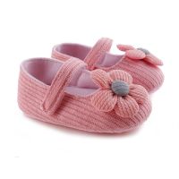 春秋季0-1岁新生婴儿公主鞋3-6-12个月女宝宝软底透气学步鞋单鞋 粉色 花朵 内长11.0cm 建议0-6个月