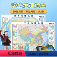 [正版]2023新版地图世界和中国地图 初高中学生地理地图学生约100*70cm 家用墙贴挂图 学生地理学习气候政区地