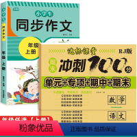 [上册]同步作文+语数同步测试卷[共3本] 小学二年级 [正版]2023年新版小学生同步作文二年级三年级语文人教版同步阅