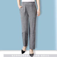 深灰色 XL[腰围2.2-2.3尺左右] 妈妈裤子夏季薄款棉麻女裤宽松直筒白色九分休闲中年人中老年长裤