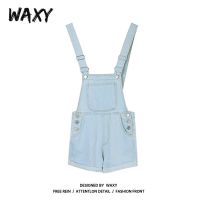 WAXY学生炸街套装设计感女装夏季复古宽松牛仔裤显瘦休闲背带短裤