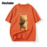 Reshaket恤男2022年新款夏季纯棉半袖夏装上衣宽松小熊短袖LF325A