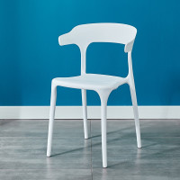 牛角椅白 2把起拍 塑料椅子大人家用加厚现代简约书桌牛角凳子靠背户外胶椅北欧餐椅