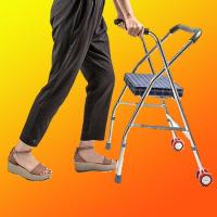 见描述 助走器老年助步器代步车手扶老人带轮带座推椅轮坐四腿学步车折叠