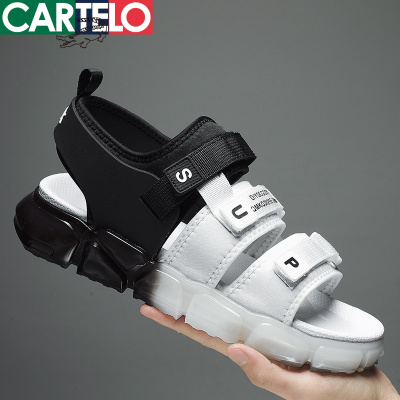 [线下专柜同款]卡帝乐鳄鱼(CARTELO)夏季新款爆米花凉鞋男休闲运动凉拖鞋外穿