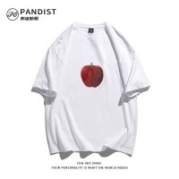 PANDIST法式小众苹果印花纯棉短袖t恤日系简约休闲宽松大码上衣