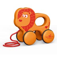 拖拉动物(狮子) 宝宝拉绳拖拉学步走路助力车铃铛车玩具婴儿童可爱动物玩具1-3岁