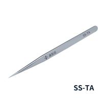 不锈钢本色 SS-TA 手机维修指纹飞线镊子不锈钢直细尖头弯头镊子加长加硬可显微镜用