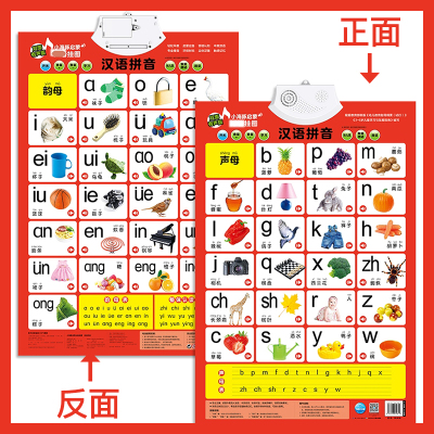 汉语拼音(双面有声) 双面立体有声启蒙早教认知读物挂图0-3岁幼儿童发声识字学习用品益智玩具拼音字母表墙贴 婴幼儿识字看