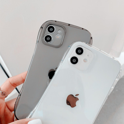 苹果12防摔[透黑/小蛮腰] iPhone12高级墨水黑灰色透明苹果11promax手机壳x/xr硅胶全包软潮