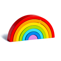 (彩虹色)彩虹积木 彩虹积木玩具儿童益智拼搭叠叠乐木头叠叠高宝宝颜色认知马卡龙