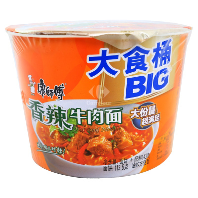 康师傅大食桶香辣牛肉面145g